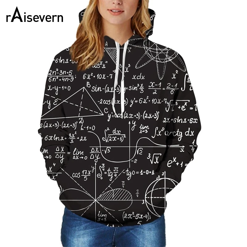  Raisevern Unisex Realistic 3D Print Math Science Pullover Hoodie Funny Pattern Hooded Sweatshirts P