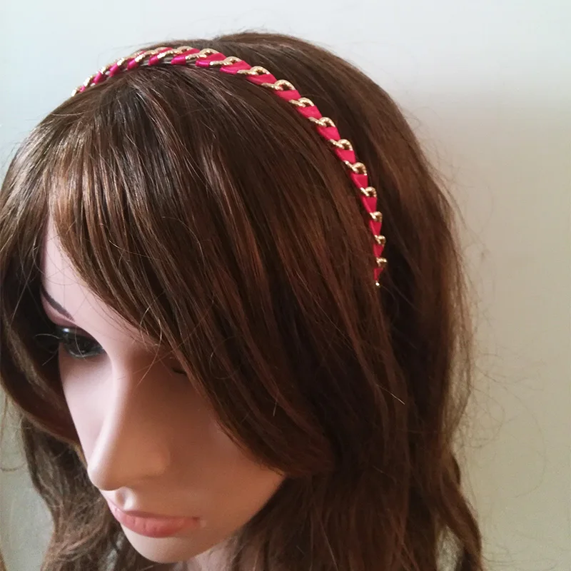 Wholesale 12pcs Women Korean Headband Ribbon Chain Twisted Hairband