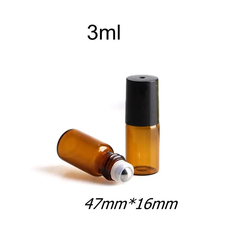 Rolo de Vidro Fino na Garrafa Frascos de Óleo Essencial com Rolo Bola de Vidro Lote 2ml 3ml 5ml 10ml Âmbar Amostra Teste Metal 50 Pçs - 1ml 10 50 pçs lote 1ml 2ml 3ml 5ml