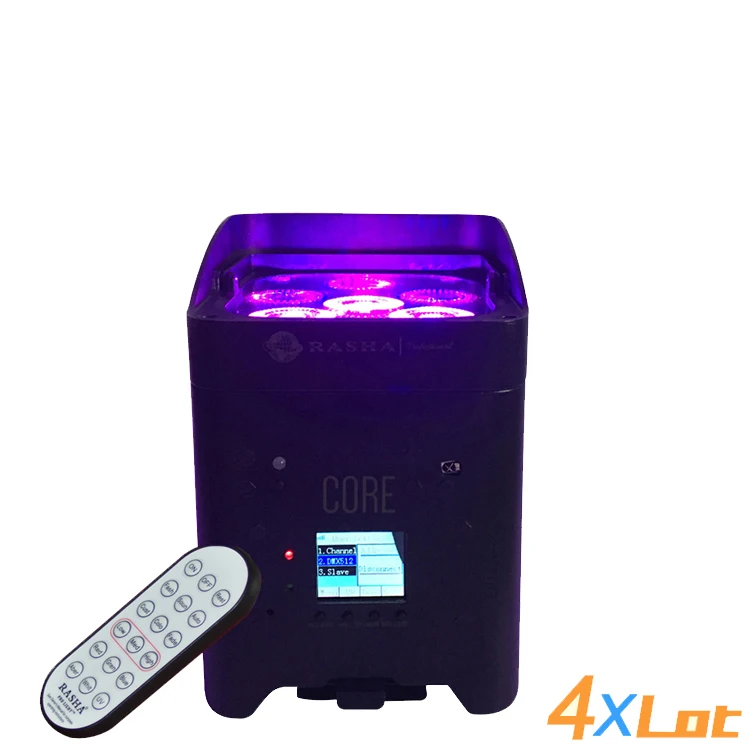 

4X LOT Rasha Hex Core IRC APP Mobile 4*18W 6in1 RGABW UV Battery Operated Wireless LED UPLIGHT Fredoom LED Par Light 6/10CH