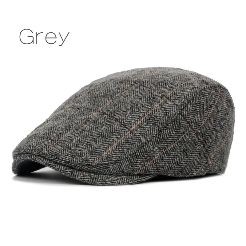 New Autumn Winter Beret Caps Unisex Mens Hats Cotton Striped Beret Hat British Retro Men Women Woolen Flat Cap Boina Hat