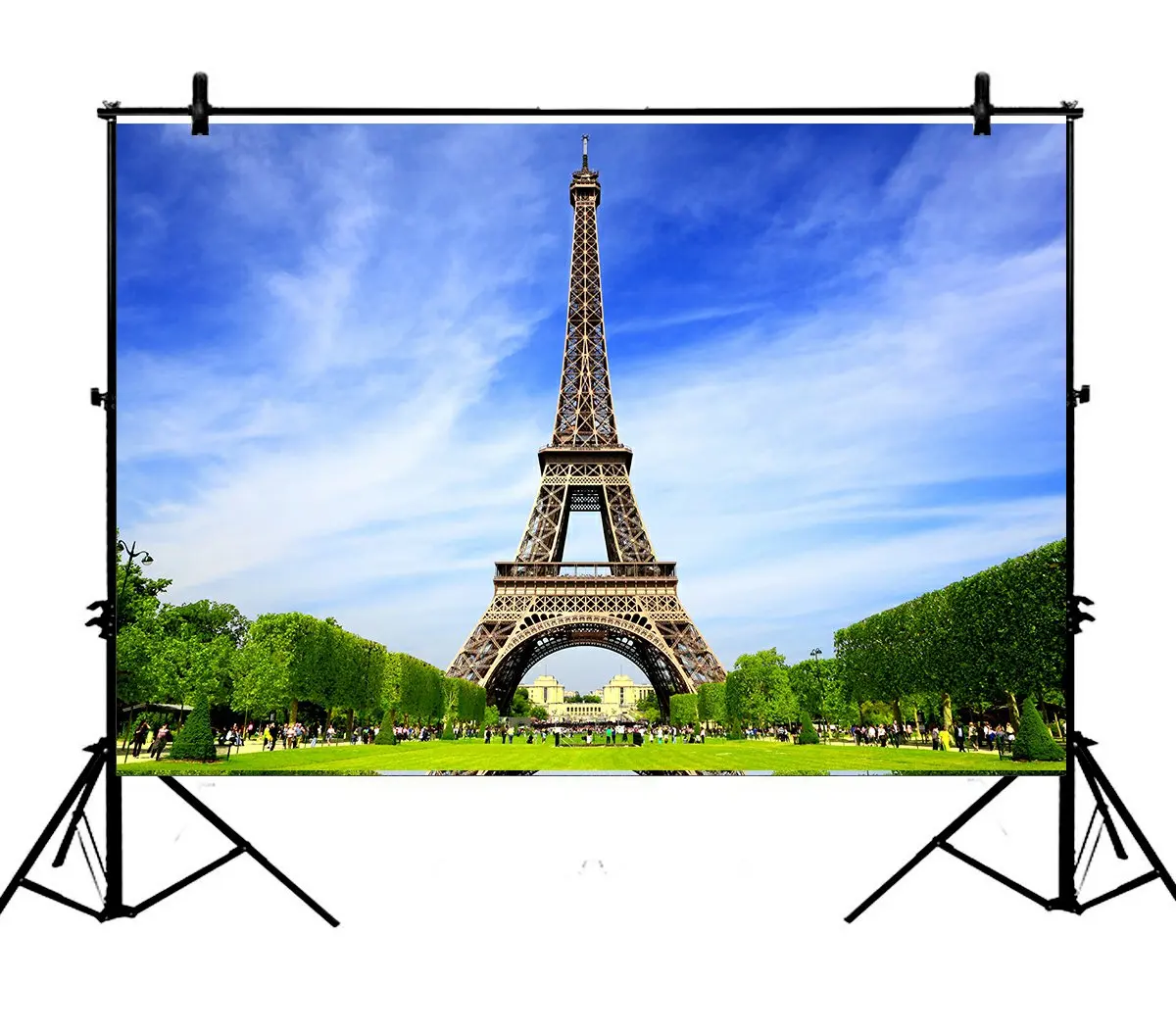 

5x7ft Eiffel Tower Blue Sky Green Grassland Wedding Polyester Photo Background Portrait Backdrop