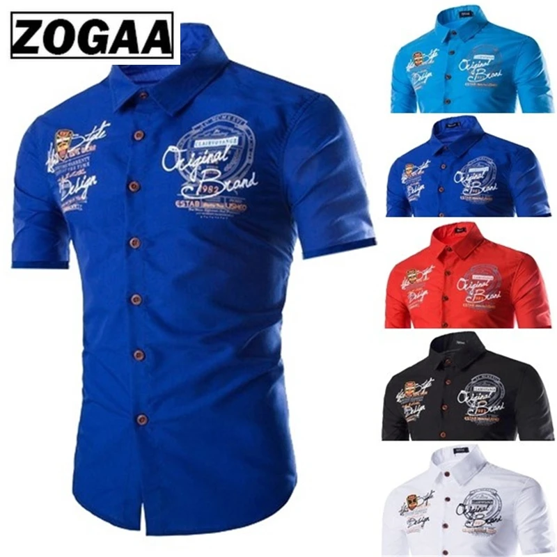 

ZOGAA British Style Men Shirts New Arrivals Slim Fit Male Shirt Solid Short Sleeve Cotton Men's Shirt Casual Shirt Hit Color
