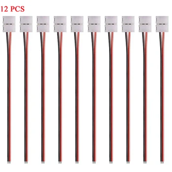 

8mm 2 Pin LED Strip Connector with Pigtail 3528 Flexible LED Connector Solderless Clamp On Pigtail Adapter LED Strip Accessories