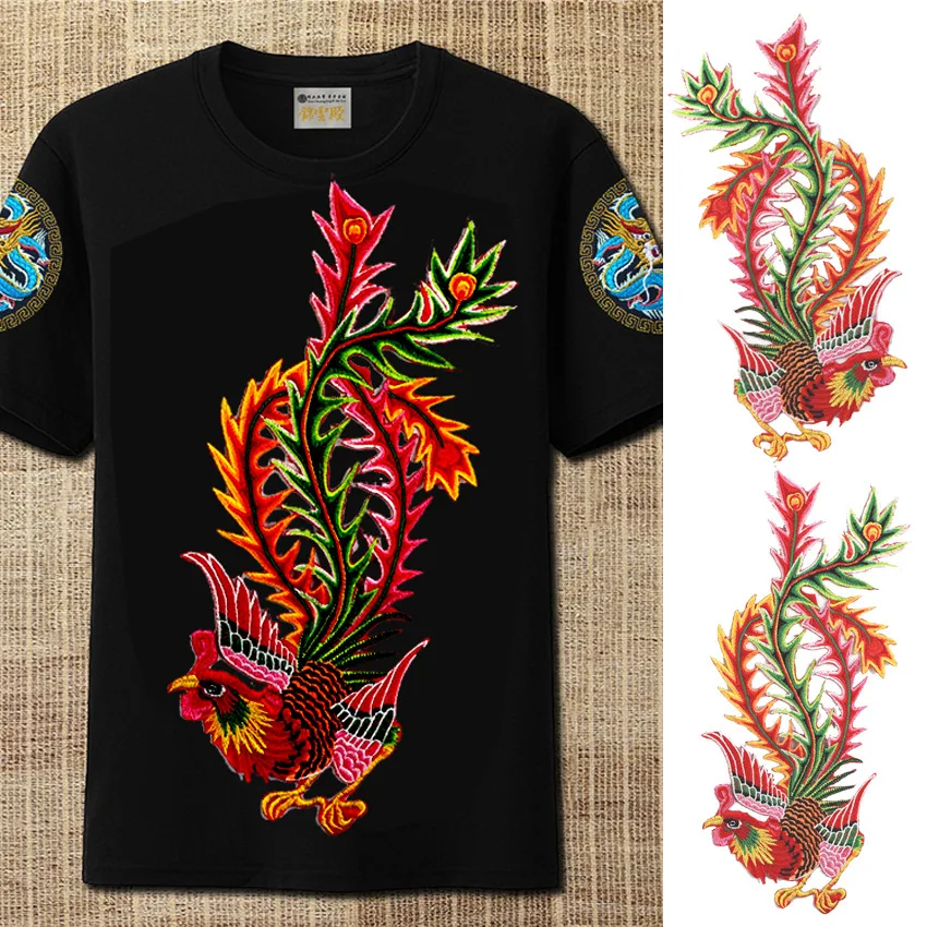 Одежда аксессуары Феникс вышитые кружева петух нашивка на одежду cheongsam горячего расплава цветок пар