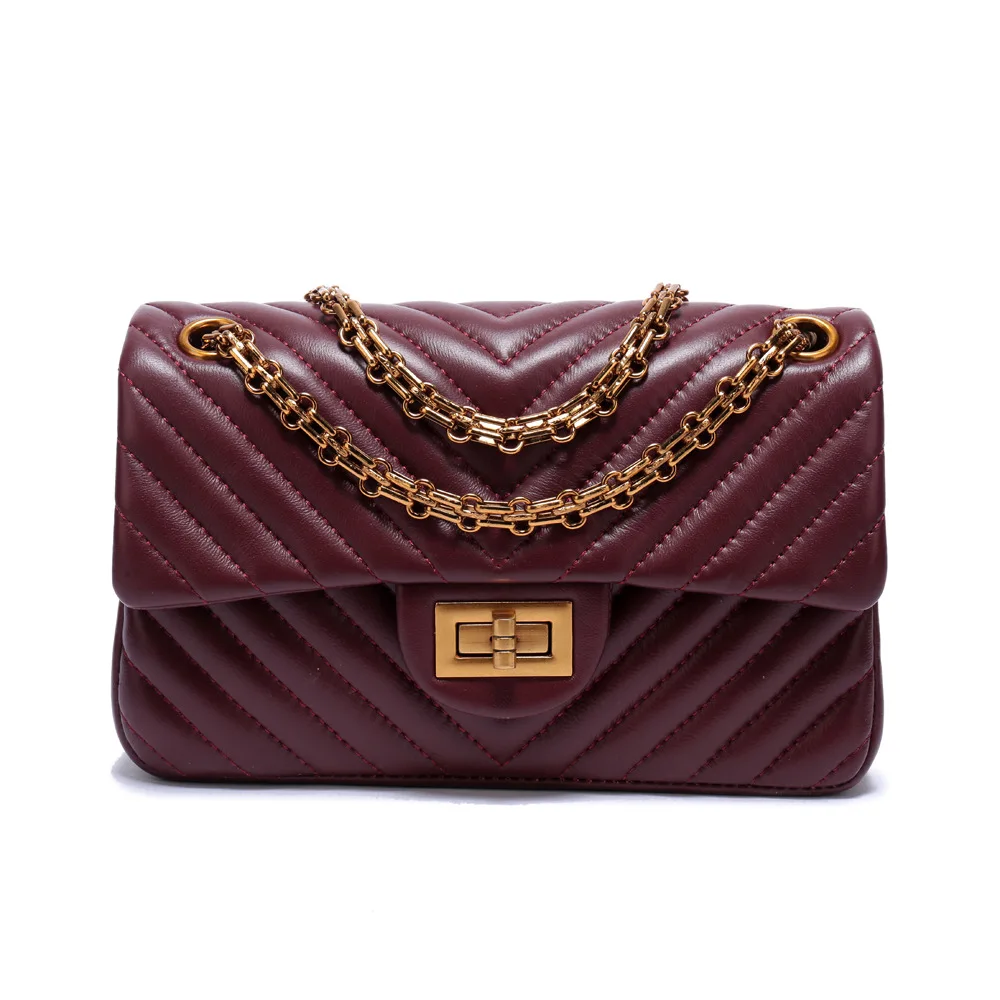 Женская сумка через плечо, роскошные вечерние женские сумки на цепочке, маленькая дизайнерская сумка-мессенджер, натуральная кожа, женская сумка через плечо - Цвет: wine red