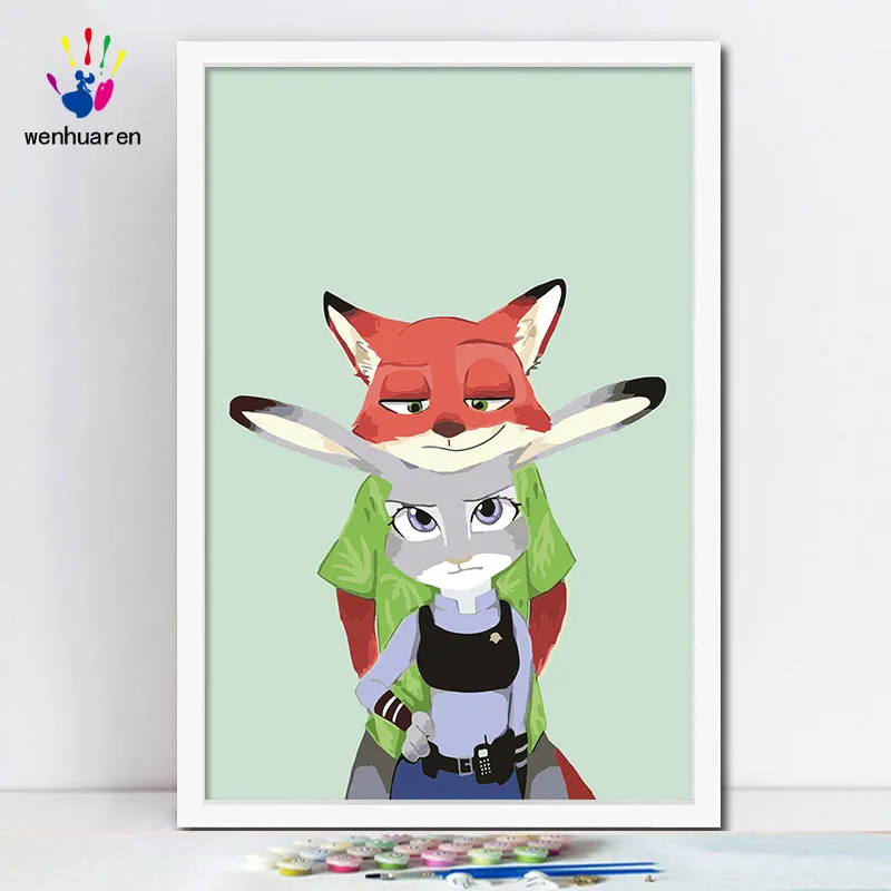 Diy краски по номерам картина по номерам с наборами Zootopia Детские любимые Мультяшные животные наполнение и окраска - Цвет: 9338