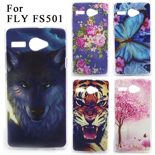 Чехлы для мобильных телефонов Fly FS501 Nimbus 3 5 0 дюймов чехол Мягкий ТПУ Волк тигр