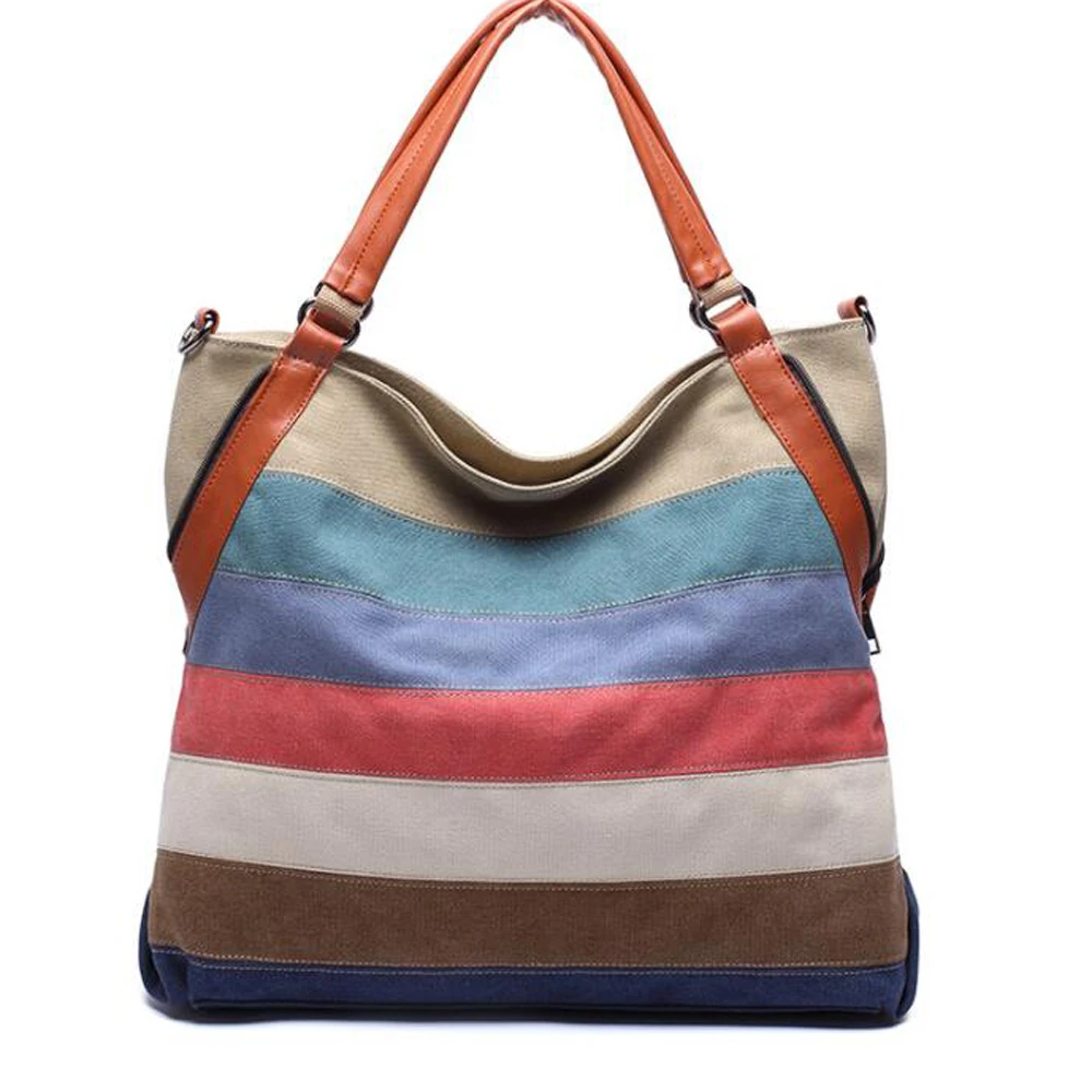 Multi Color Canvas Handbags Shoulder Bags Classic Design Female Leisure