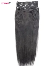 ZZHAIR 140g-280g 16″-24″ Machine Made Remy Hair 10pcs Set Clips In Human Hair Extensions Full Head Set Natural Straight Hair