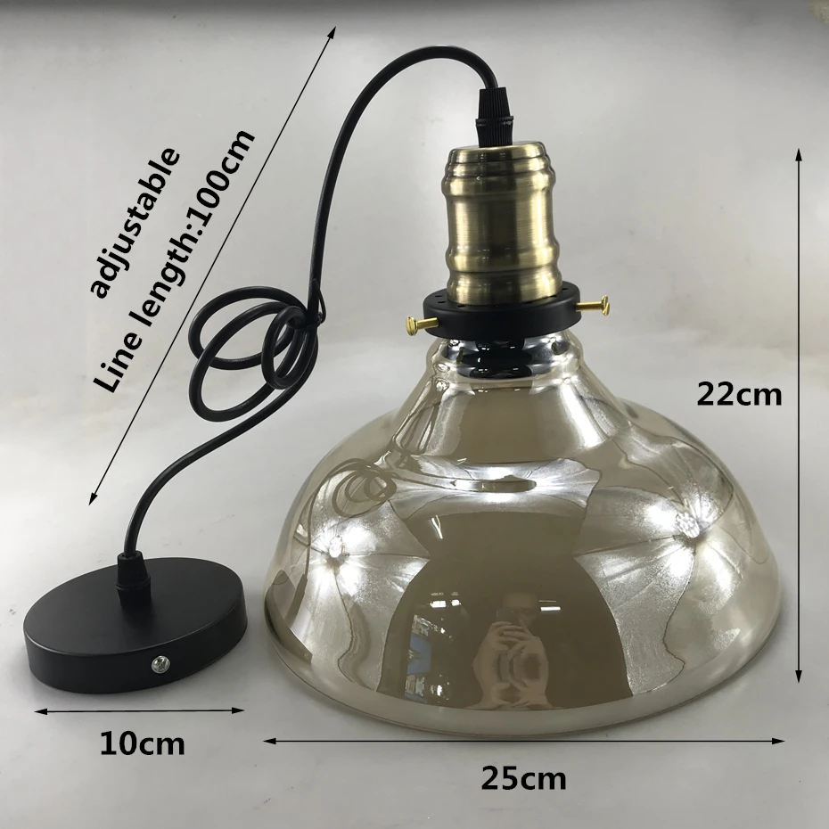 Винтажный подвесной светильник E27, ретро стеклянный подвесной светильник для кухни, столовой, спальни, кафе, бара, подвесной светильник