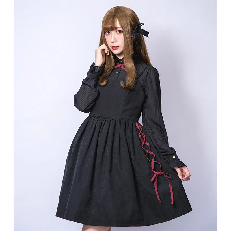 

Gothic Sleeveless Short Dress with Lace up Design Black/Red by Dolly Delly