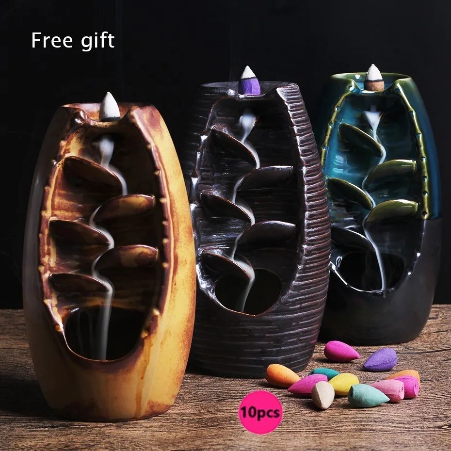 

Mountain River Handicraft Incense Holder Ceramic Aromatherapy Crafts Incense Ddiffuser Home Office Backflow Incense Burner