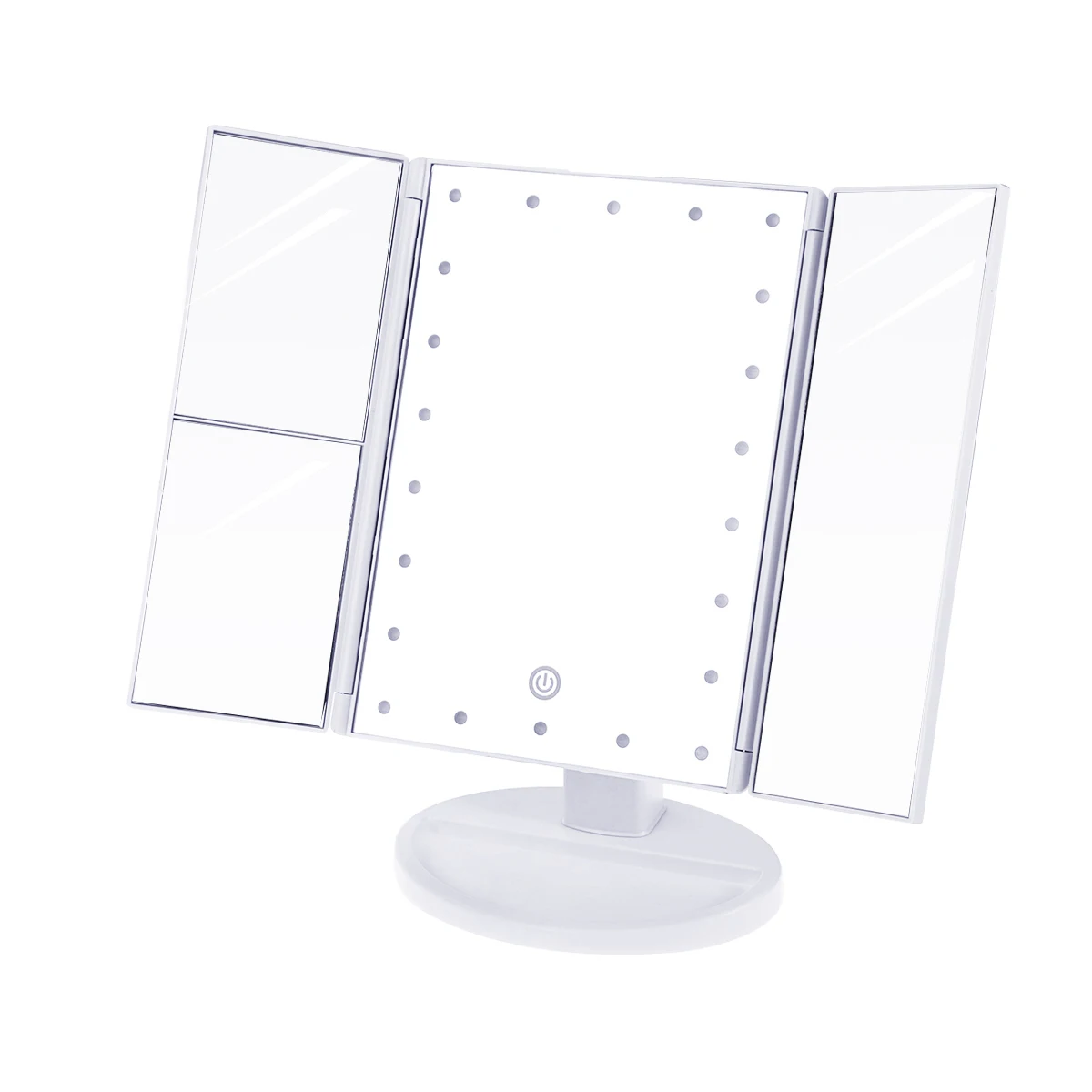 

Vanity Makeup Mirror Trifold LED Lighted with Touch Screen 2x/3x Magnification USB Charging Adjustable Stand for Makeup