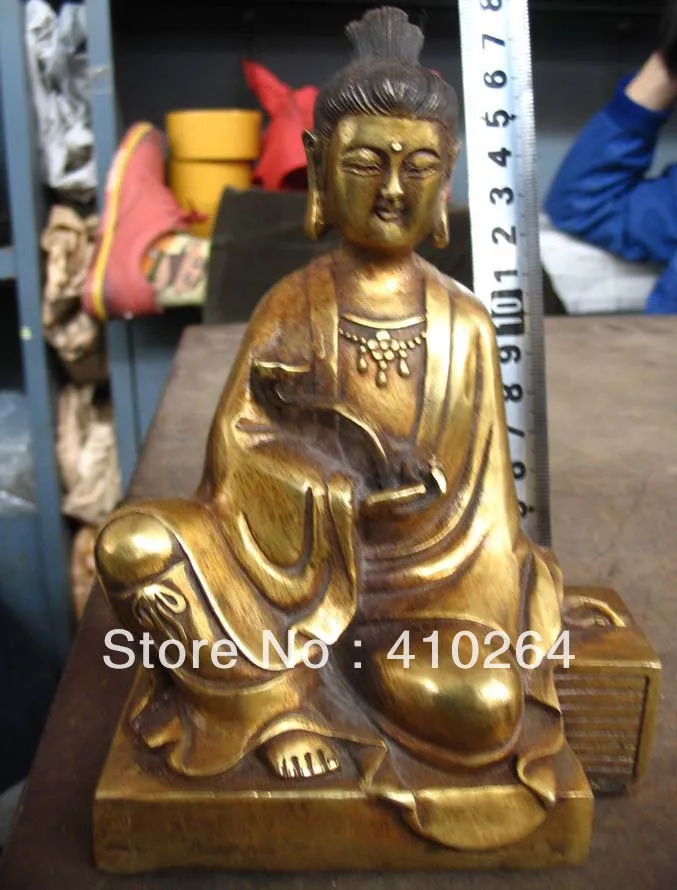 

18cm beautiful collections bronze Plate with gold Antique imitation Buddhism "RUYI GOOD LUCK" statue