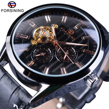 

Forsining Fashion Tourbillion Luminous Hands Display Genuine Leather Men Mechanical Watch Top Brand Luxury Automatic Wrist Watch