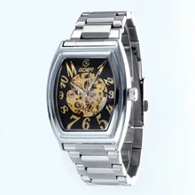 GOER бренд мужской цифровые часы механическая Автоматическая Площадь Шторка Мужской нержавеющей стали водонепроницаемый Движение Скелет Световой