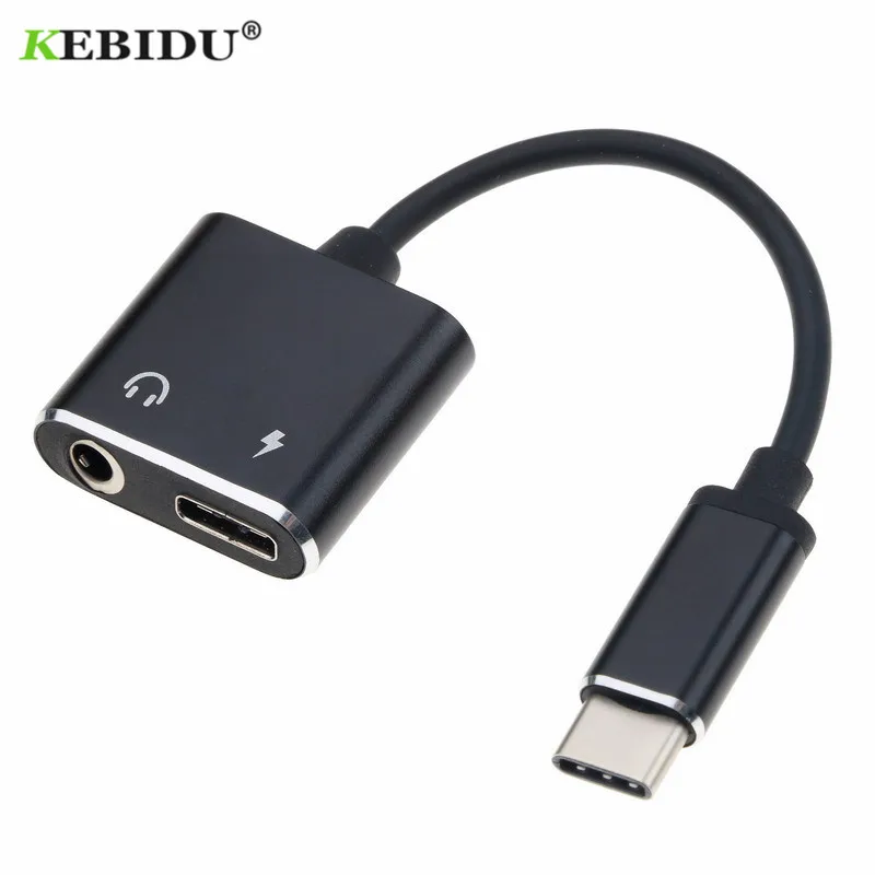 Адаптер для наушников Kebidu Type C-3 5 мм зарядное устройство аудиокабель USB C 2 в 1