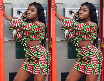 

New spot hot sale digital printing fashion casual sexy suit LZ-590# strapless clothes women dress set