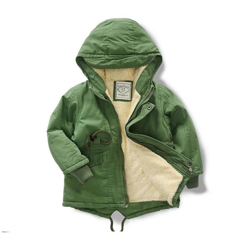Online Invierno otoño chaqueta gruesa niños niñas niños rompevientos abrigos moda niños con capucha gabardina para niño Chaqueta de algodón cálido