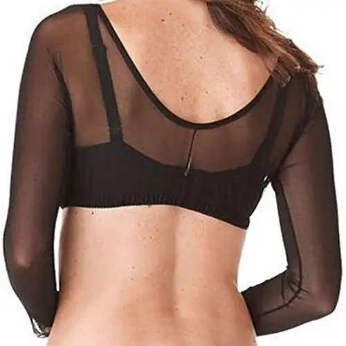 NEW Fashion Plus Size Seamless Arm Shaper Short Cropped Navel Mesh Cardigan Hot Long Sleeve Bottoming Top Perspective Cardigan