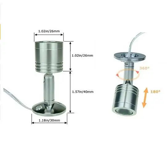 1 W DC 12 V Светодиодный свет шкафа полки витрина шкаф светильник для шкафа Ночная кухонные лампы Гибкая 360 регулируемый - Цвет: silver shell