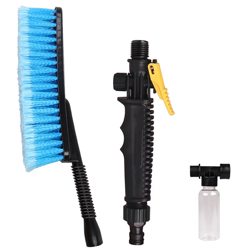 Universal Car Wash Brush Retractable Long Handle Water Flow Switch Foam