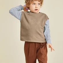 Balabala/комплект детской одежды осень г., хлопковый осенне-весенний комплект одежды из двух предметов для маленьких мальчиков, футболка+ штаны