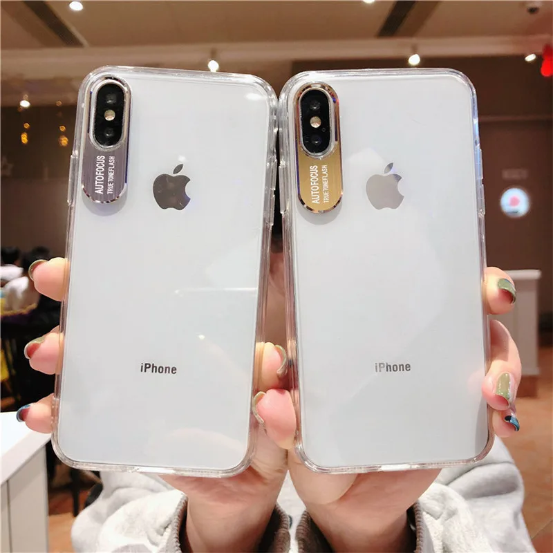

Lens protection ring transparent phone case for iPhone 7 8 plus case for iPhone XR XS Max 6 6S Plus case Transparent phone case