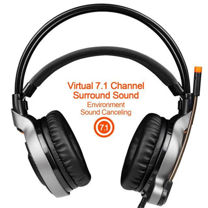 Игровые наушники Sades R1 Usb 7 1 объемный звук вибрация светодиодсветильник