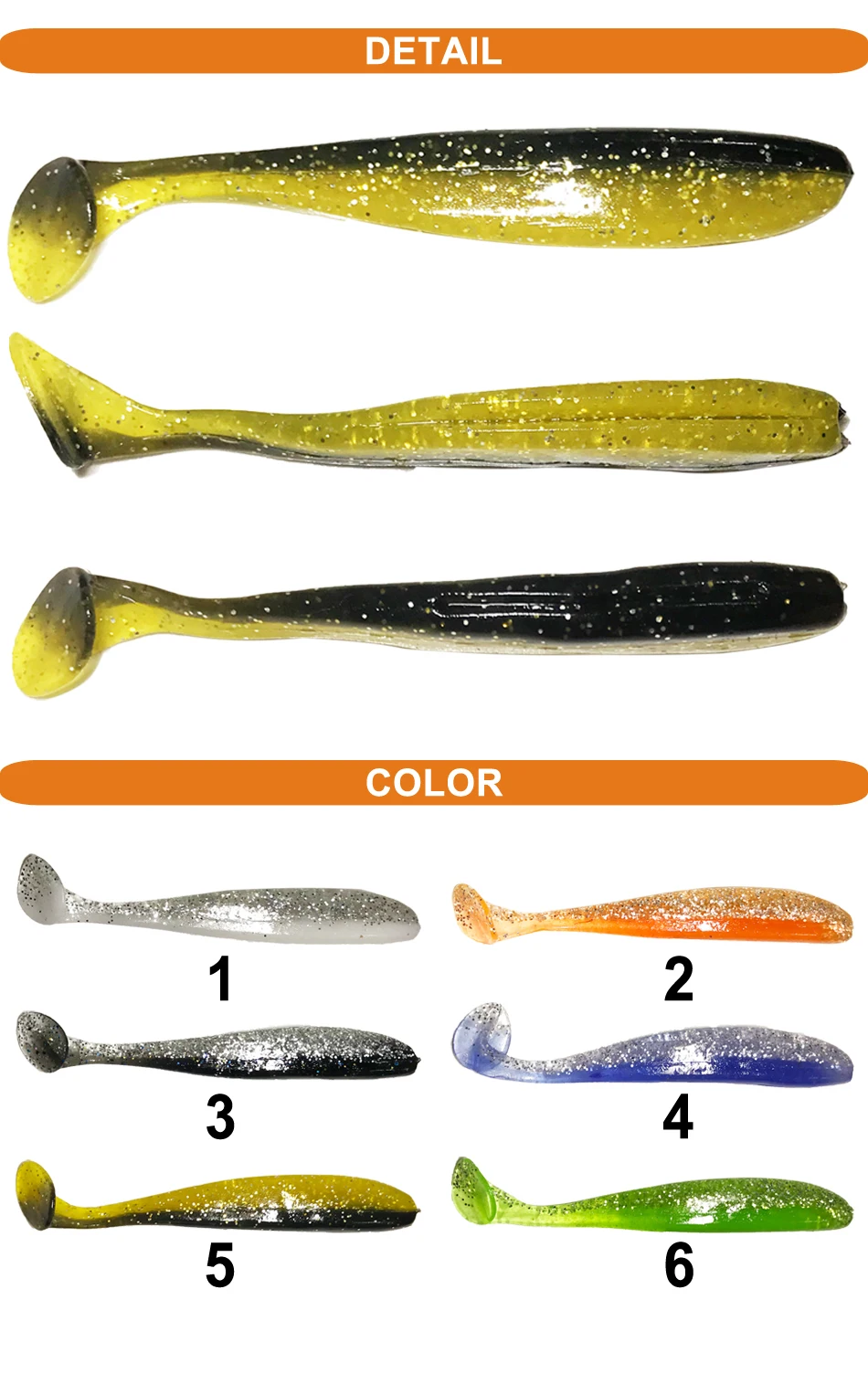 KASSYAA 4pcs/lot 80mm 3.4g Double color Fishing Lures Soft Baits Shad Carp jiging Vivid Worm Plastic Swimbait Minnow Bass KXY081