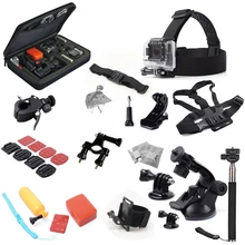 For xiaomi yi Accessories for Gopro Hero 2 3+ 4 Large Waterproof Carry Case Bag + Wrist Chest Head Belt Strap Mount +Floating