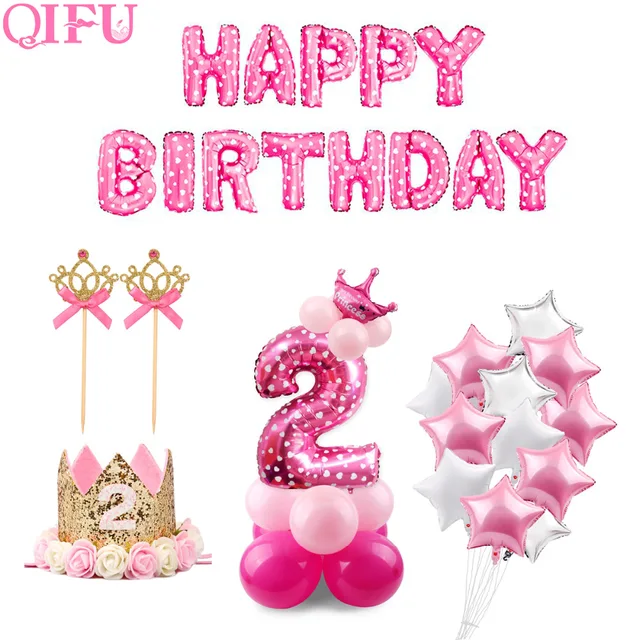 qifu 10pc 2 year birthday pink blue balloons baby shower boy girl i