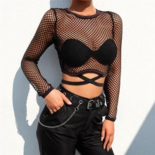 MIARHB женская футболка, однотонный топ, вязаный сексуальный черный топ с длинными рукавами, перспективный сетчатый топ, Футболка женская летняя уличная одежда, A20