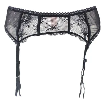 

Sexy Black Gauze Suspender Belts Black Lace Stockings Garters Sexy Lace Suspender Belts Metal Buckles Garter Belts A006
