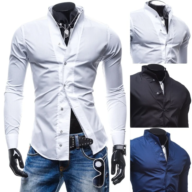 

ZOGAA 2018 New men's fashion slim long sleeve shirt