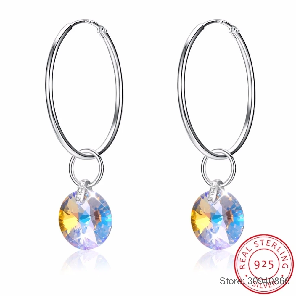 

New Arrival 925 Sterling Silver Earring For Women Fine Jewelry Dropshipping Statement Earring Round Crystal