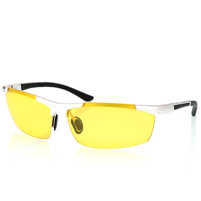 Новые мужские поляризованные очки ночного видения с желтыми линзами антибликовые Модные солнцезащитные очки для вождения oculos de visao noturna 9530 - Цвет линз: Серебристый