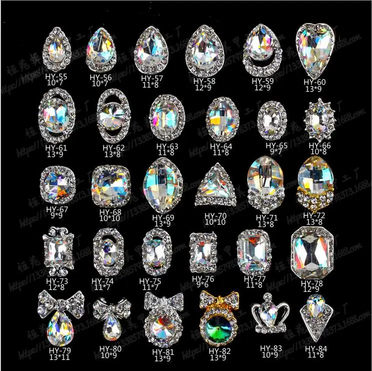 

10pcs/lot, Silver Alloy Nail Art 3d Flat Back Multicolored Diamonds Iridescent Rainbow Colors Rhinestones Nail Tips Decorations