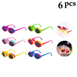 6 пар Детские солнцезащитные очки Защита от ультрафиолетовых лучей рыбы флип-ап прогулочные солнцезащитные очки для пляжа