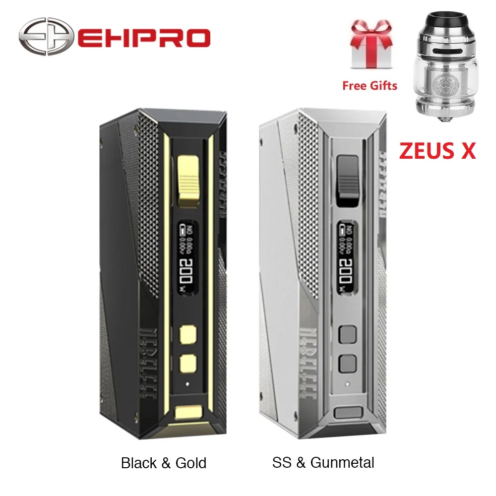 

Free Zeus X RTA Ehpro Cold Steel 200 TC Box MOD w/ 200W max output No 18650 Battery Mod Box Vape Vaporizer