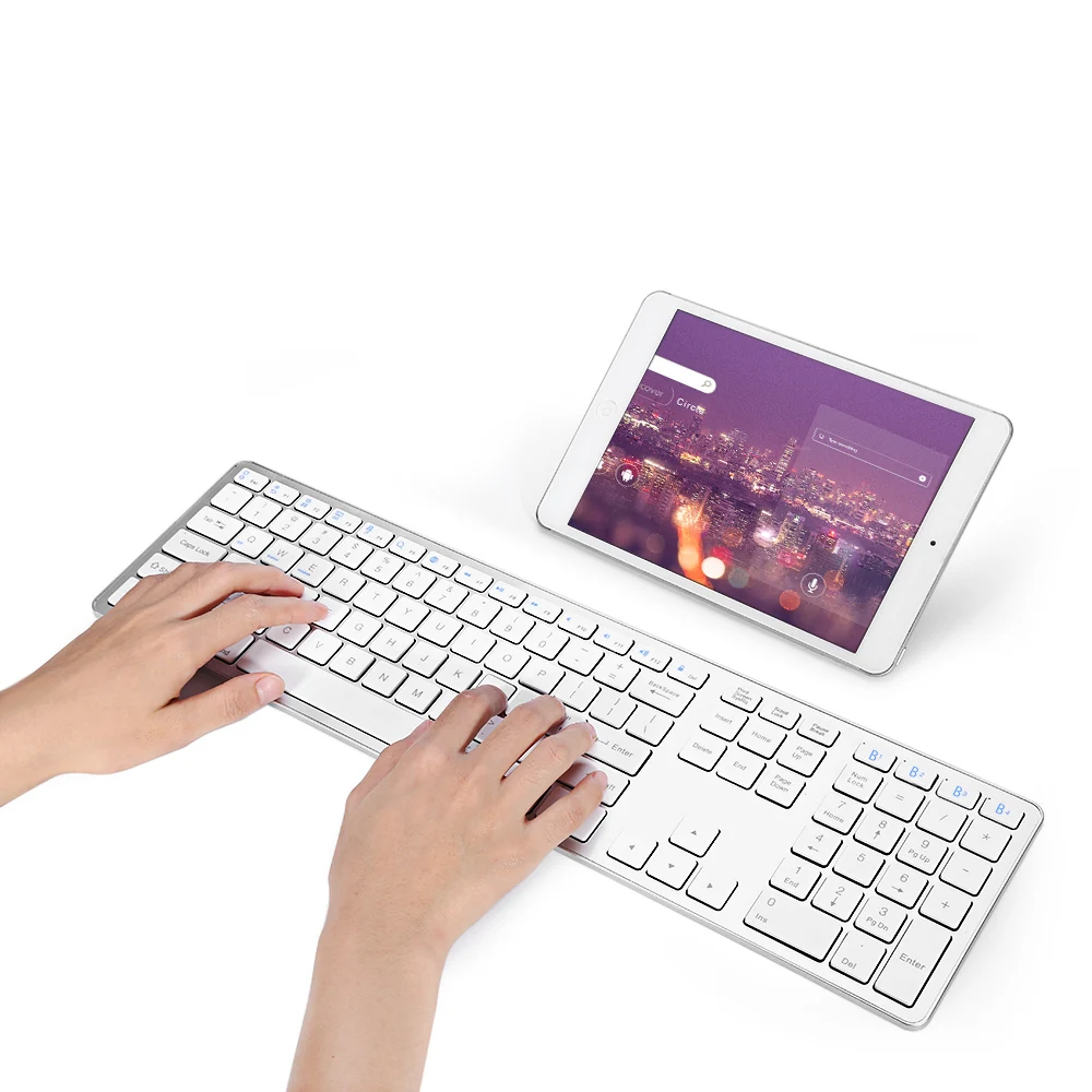

Techhunter BK418 Bluetooth Keyboard Ultra-slim Design 104 Keys for iOS Android Windows