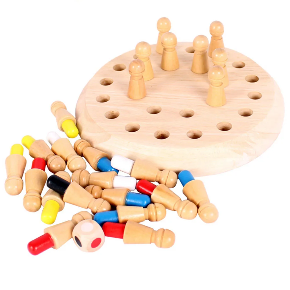 

Kids Wooden Memory Chess Stick Board Game Colorful Hanoi Tower Logic Puzzle Children Cognitive Educational Toys