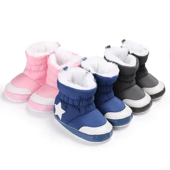 

Baby Winter Warm Shoes Comfortable Crib Bebe Infant Toddler First Walkers Five Star Pattern Snowfield Snow Boots Booty New