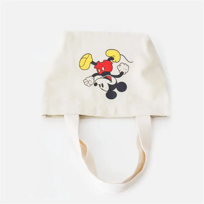 Disney сумка для покупок с персонажем из мультфильма сумки Микки Маус дамы хлопок Холст сумка Печать зеленого цвета сумка на плечо