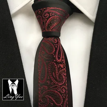 

Latest Fashion Slim Skinny Tie Mens Luxury Pasiely Necktie with Border