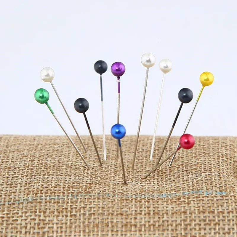 

100pcs Weddings Corsage Colorful Dressmaking Pins Sewing Tools Round Pearl Head Florists Sewing Pin DIY Safety Pins