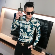 Высокое качество осень мужская рубашка мода Slim Fit Британский Стиль повседневные мужские рубашки с длинным рукавом деловые рабочие рубашки платье для мужчин s