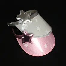 1 шт. Милая блестящая розовая Серебристая пластиковая детская Солнцезащитная шляпа с изображением звезды, повязка на голову для малышей, летняя унисекс Регулируемая Кепка с васоном
