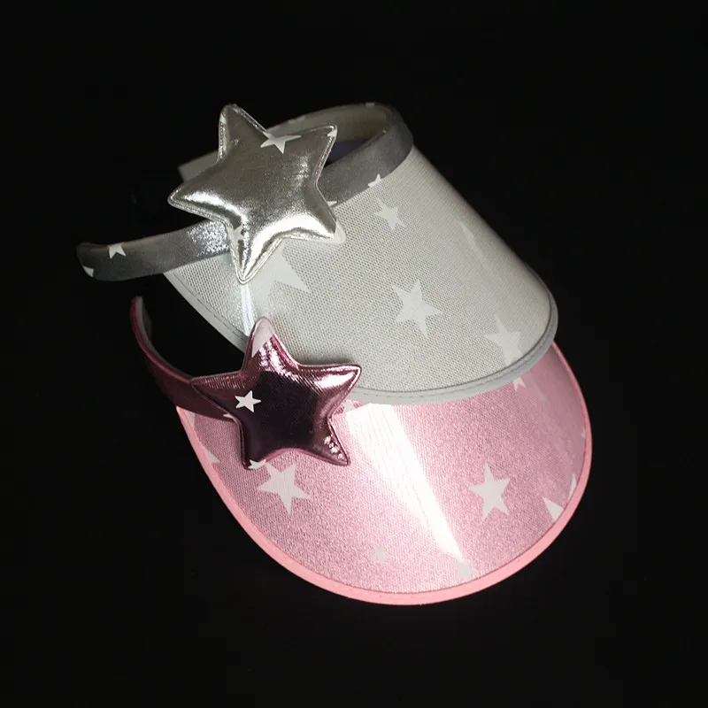 

1PCS Lovely Star Shinning Pink Silver Plastic Kid Sun Hat Toddle Outdoor Headband Monkey Summer Unisex Adjustable Vasor Cap